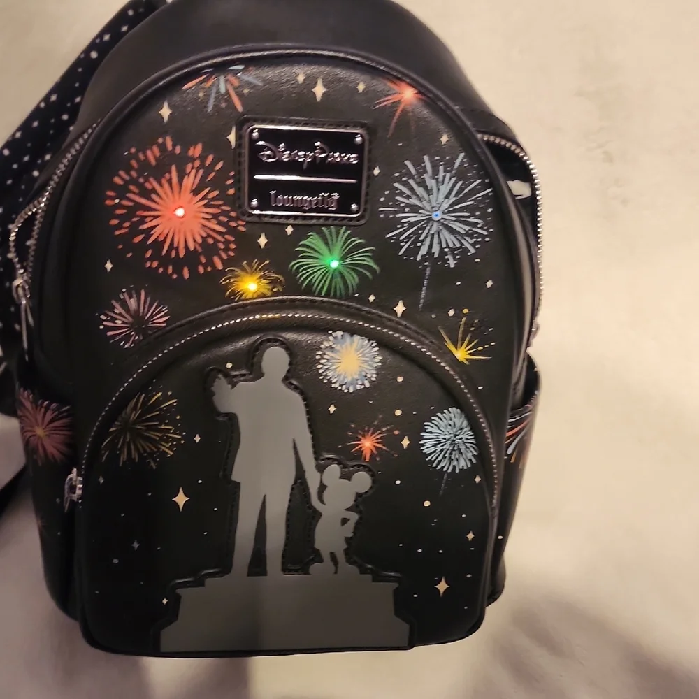 Loungefly Black Backpack with Colorful Fireworks - Picture 6 of 6